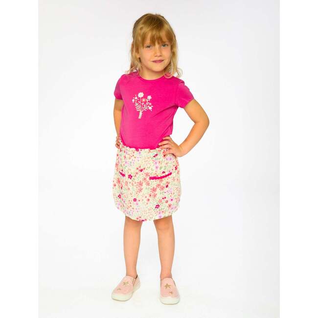 Muslin Skort, Off White Printed Flowers