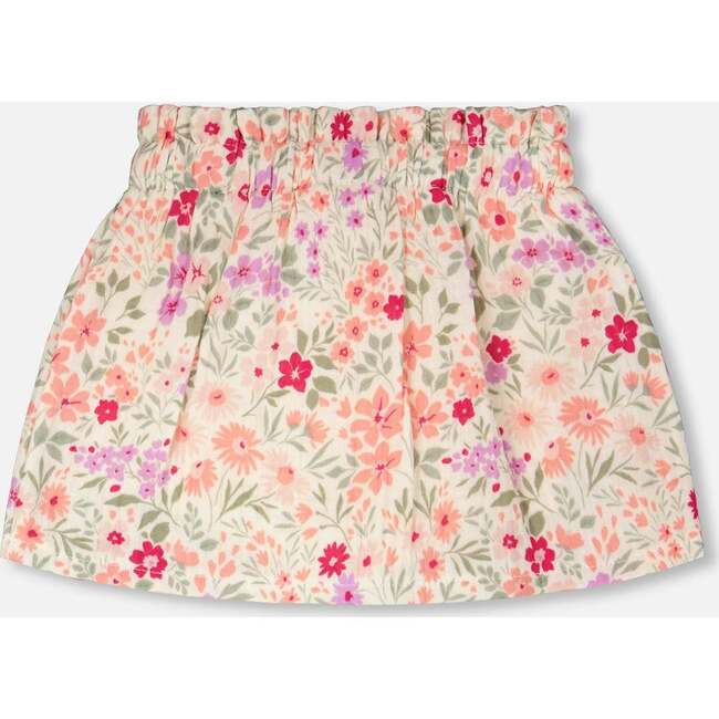Muslin Skort, Off White Printed Flowers - Skirts - 3