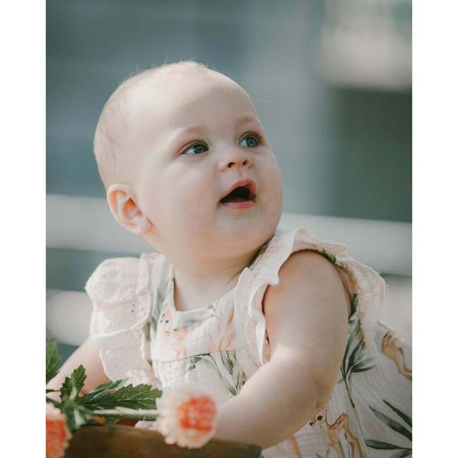 Muslin Dress And Bloomer Set, Peach Deer Print - Dresses - 3