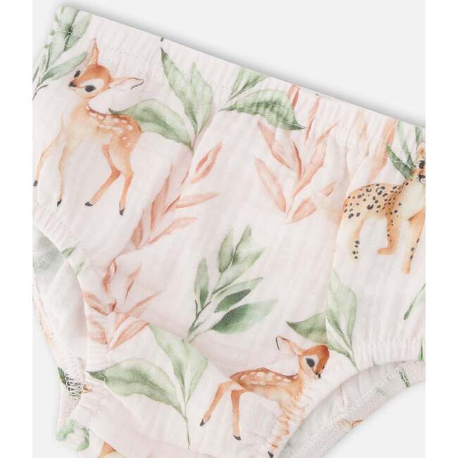 Muslin Dress And Bloomer Set, Peach Deer Print - Dresses - 6