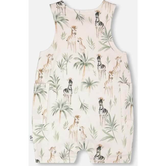 Organic Cotton Jersey Romper, Beige Zebra Print - Rompers - 4