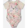 Organic Cotton Jersey Onesie And Muslin Overall Set, White & Pink Printed Berries - Mixed Apparel Set - 1 - thumbnail