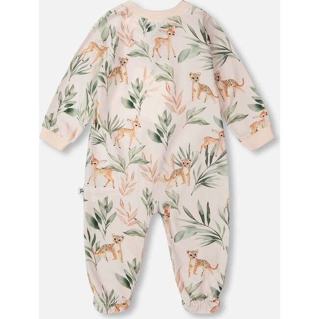 Organic Cotton Jersey One-Piece Pajamas Peach Deer Print, Peach Deer Print