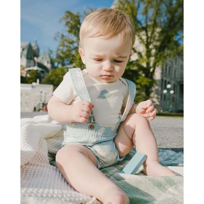 Organic Cotton Jersey Onesie And Muslin Shortall Set, White & Blue Turtle Print