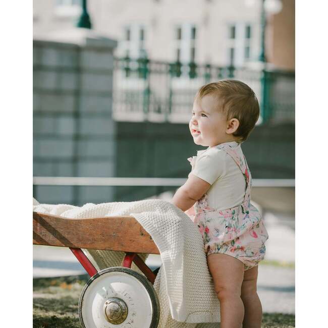 Organic Cotton Jersey Onesie And Muslin Overall Set, White & Pink Printed Berries
