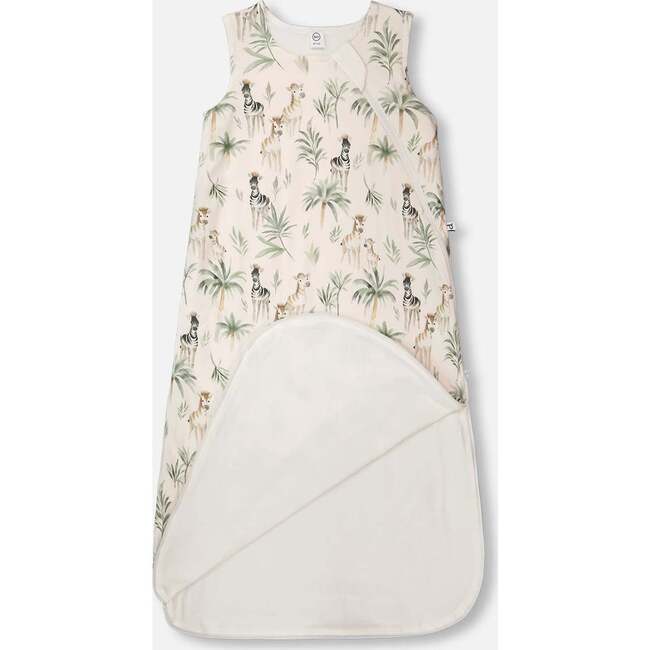 Organic Cotton Jersey Muslin Sleep Sack, Beige Zebra Print - Pajamas - 3