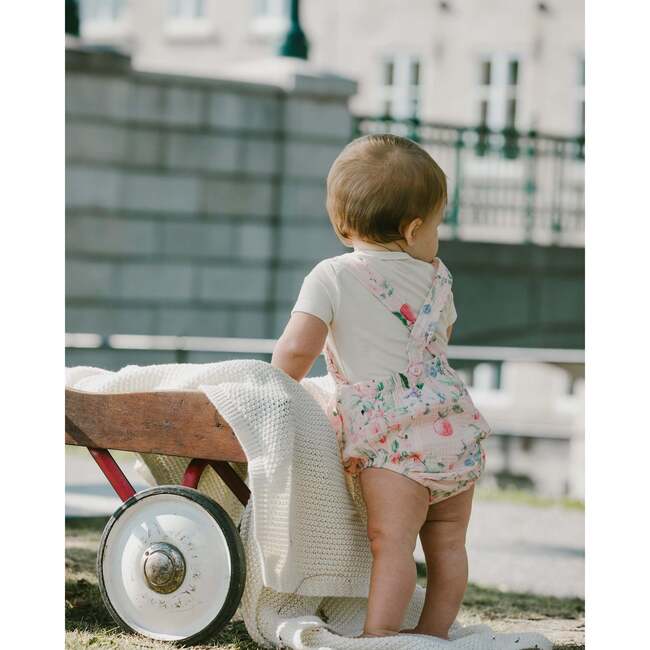 Organic Cotton Jersey Onesie And Muslin Overall Set, White & Pink Printed Berries - Mixed Apparel Set - 3