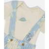 Organic Cotton Jersey Onesie And Muslin Shortall Set, White & Blue Turtle Print - Mixed Apparel Set - 4
