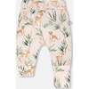 Organic Cotton Jersey Evolutive Pants, Peach Deer Print - Pants - 1 - thumbnail