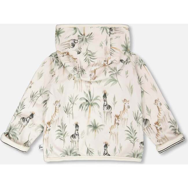 Organic Cotton Jersey Reversible Hooded Jacket, Beige Zebra Print - Jackets - 5