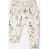 Organic Cotton Jersey Evolutive Pants, Beige Zebra Print - Pants - 1 - thumbnail
