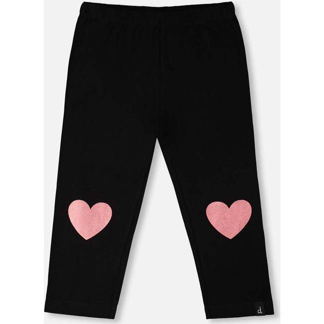 Organic Cotton Jersey Capri With Knee Print, Black