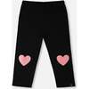 Organic Cotton Jersey Capri With Knee Print, Black - Leggings - 1 - thumbnail