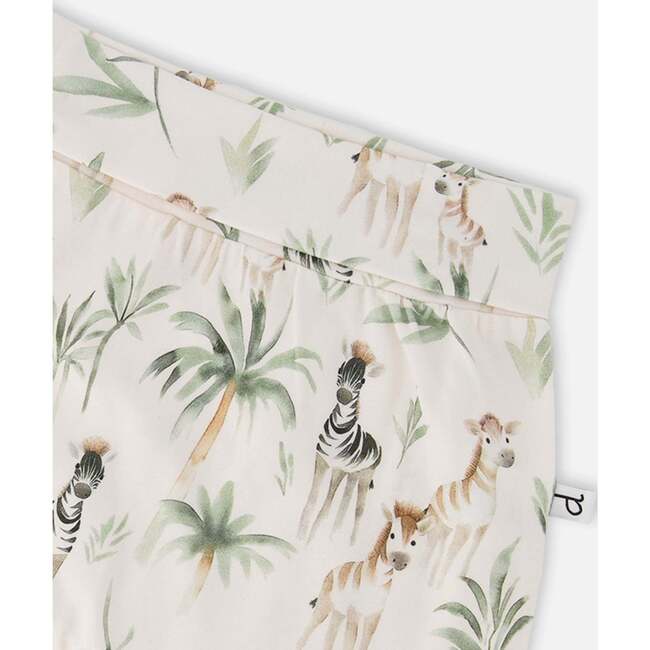 Organic Cotton Jersey Evolutive Pants, Beige Zebra Print - Pants - 3