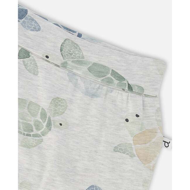 Organic Cotton Jersey Evolutive Pants, Grey Mix Turtle Print - Pants - 3