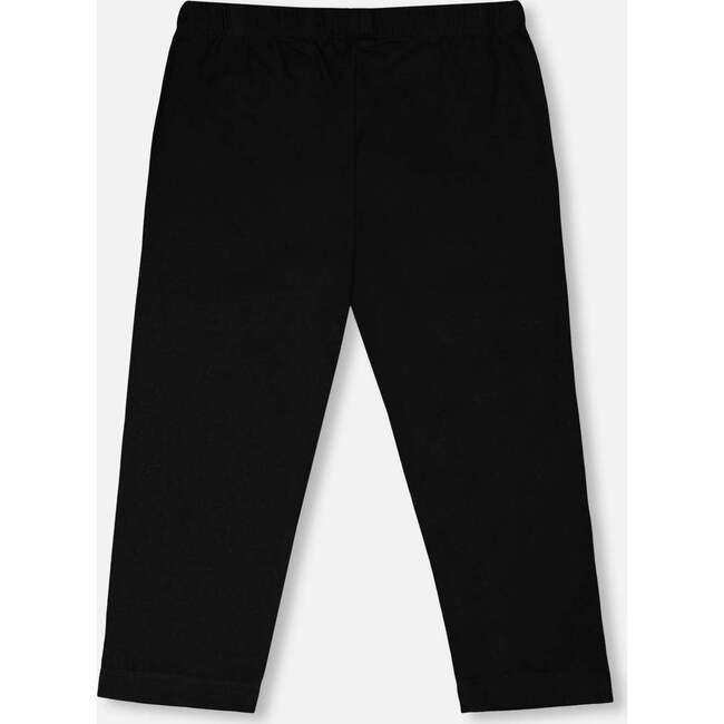 Organic Cotton Jersey Capri With Knee Print, Black - Leggings - 3