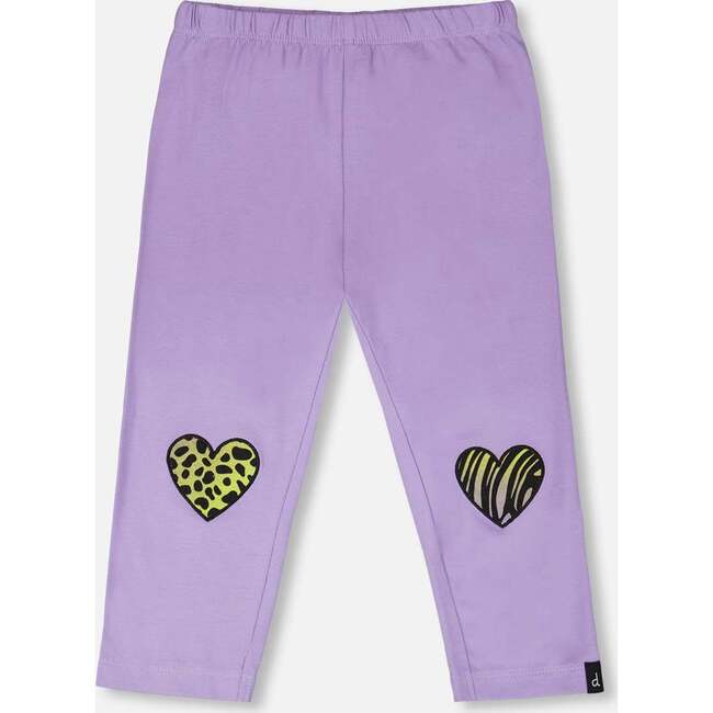 Organic Cotton Jersey Capri With Knee Appliqués, Mauve