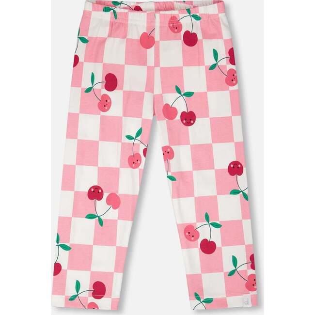 Organic Cotton Jersey Capri, Pink Printed Cherries