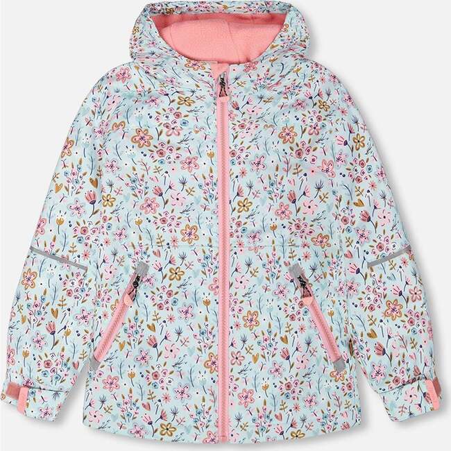 Mid-Season Jacket, Blue Mini Flower Print