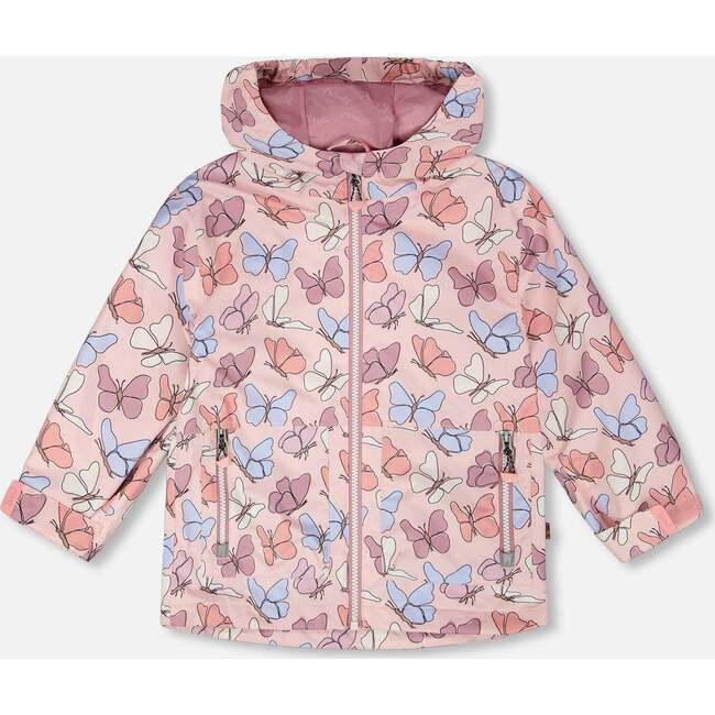 Mid-Season Jacket, Pink Printed Butterflies