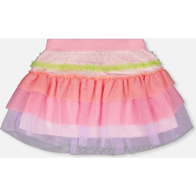 Mesh Skirt With Frills, Multicolor