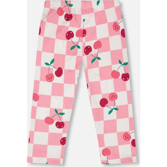 Organic Cotton Jersey Capri, Pink Printed Cherries - Leggings - 3