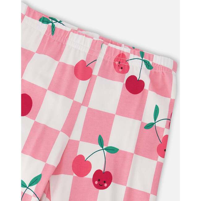 Organic Cotton Jersey Capri, Pink Printed Cherries - Leggings - 4