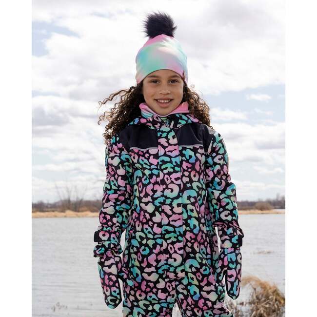 Mid-Season Mittens In Recycled Polyester, Black Animal Print - Gloves - 3