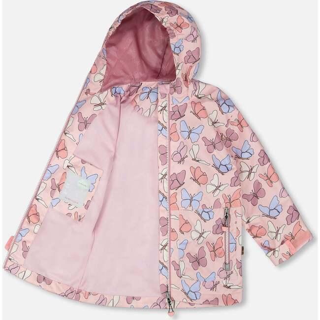 Mid-Season Jacket, Pink Printed Butterflies - Jackets - 4