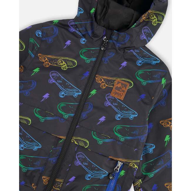 Mid-Season Jacket, Black Printed Skateboards - Jackets - 4
