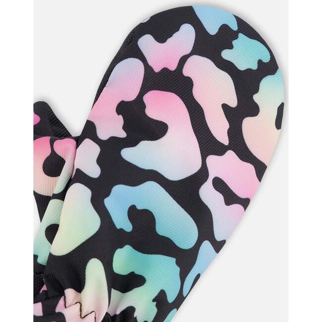 Mid-Season Mittens In Recycled Polyester, Black Animal Print - Gloves - 4