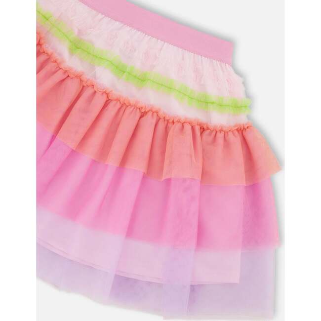 Mesh Skirt With Frills, Multicolor - Skirts - 4