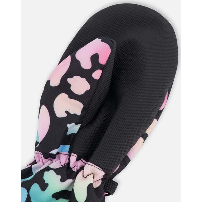 Mid-Season Mittens In Recycled Polyester, Black Animal Print - Gloves - 5