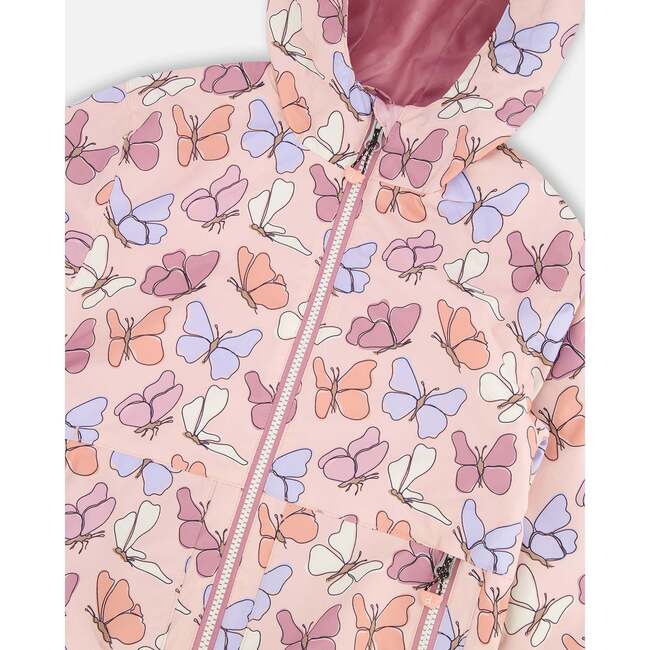 Mid-Season Jacket, Pink Printed Butterflies - Jackets - 6