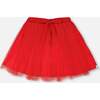 Mesh And Eyelet Skirt, Red - Skirts - 1 - thumbnail