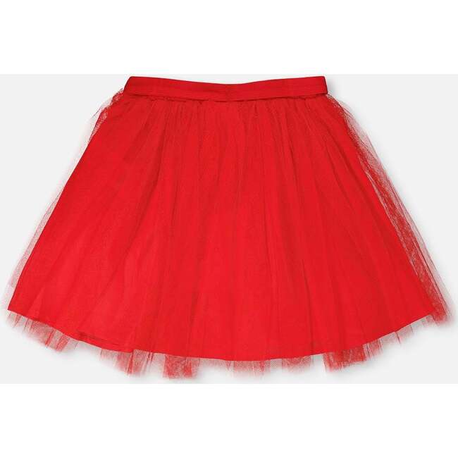 Mesh And Eyelet Skirt, Red - Skirts - 3