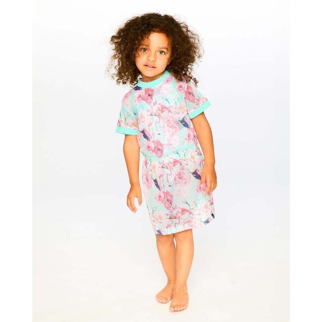 Mesh Beach Dress, Blue Flamingo Print - Cover-Ups - 3