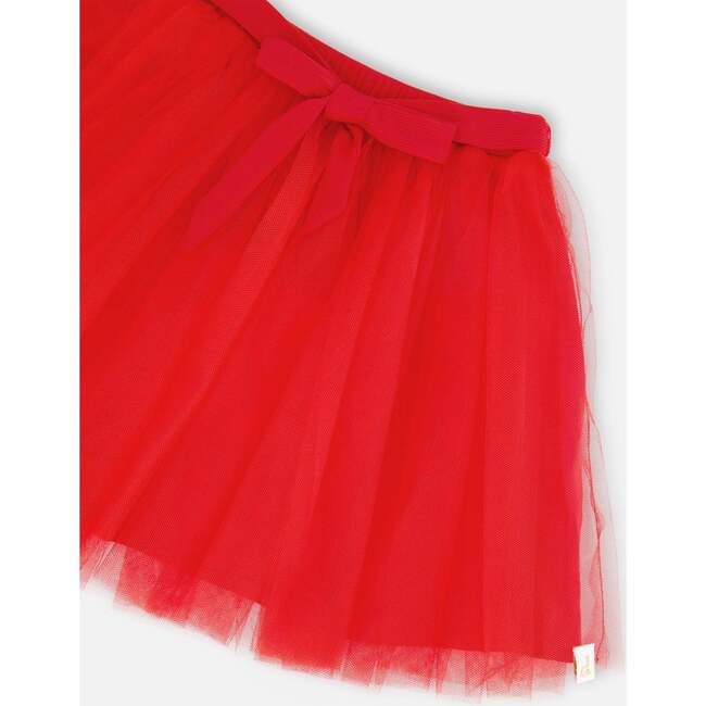 Mesh And Eyelet Skirt, Red - Skirts - 4