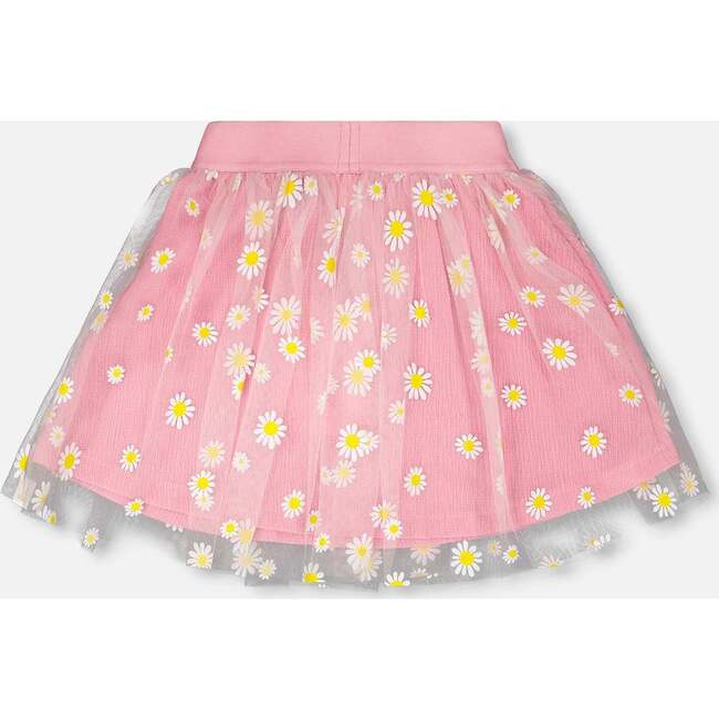 Mesh And Crinkle Jersey Skirt, Pink - Skirts - 3