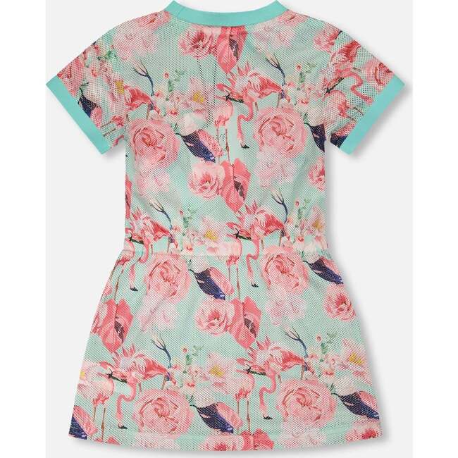 Mesh Beach Dress, Blue Flamingo Print - Cover-Ups - 4