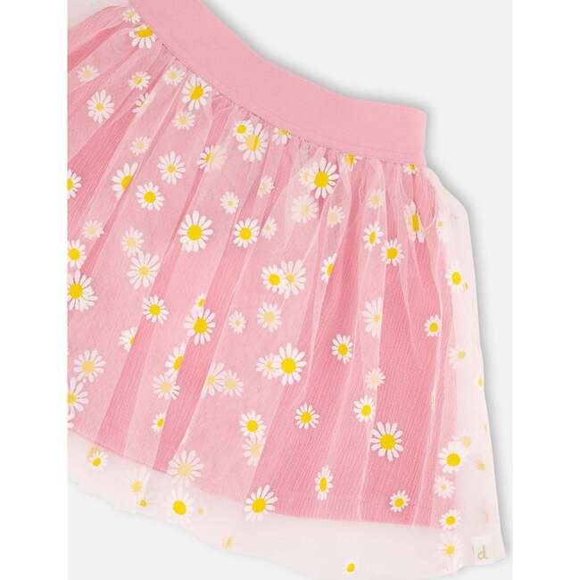 Mesh And Crinkle Jersey Skirt, Pink - Skirts - 4