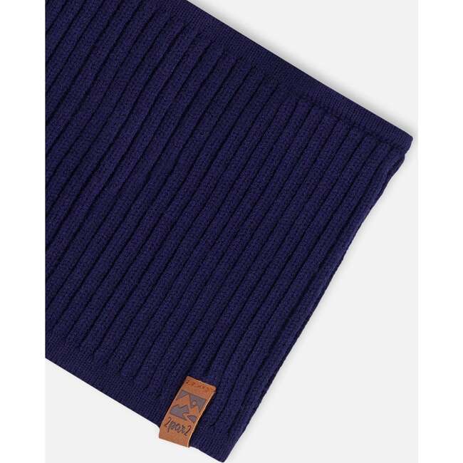 Knit Neckwarmer, Navy Blue - Scarves - 5