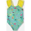 One-Piece Swimsuit, Green Beach Print - One Pieces - 1 - thumbnail