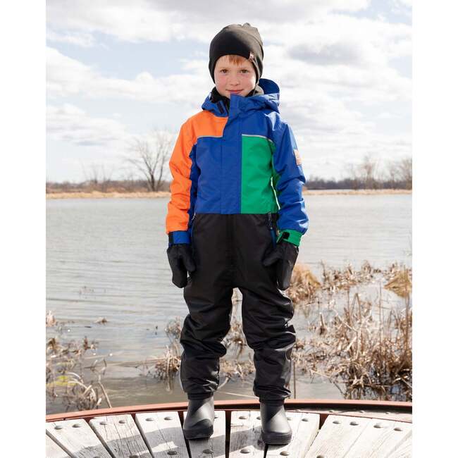 Kids Mid-Season One-Piece Outerwear, Royal Blue Colorblock