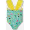 One-Piece Swimsuit, Green Beach Print - One Pieces - 3