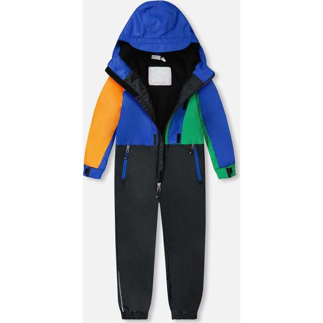 Kids Mid-Season One-Piece Outerwear, Royal Blue Colorblock - Snowsuits - 3