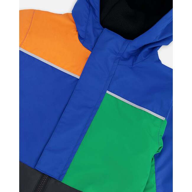 Kids Mid-Season One-Piece Outerwear, Royal Blue Colorblock - Snowsuits - 5