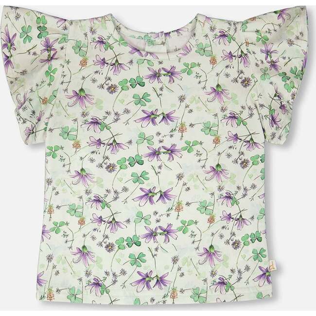 Jersey T-Shirt, Green Floral Print