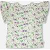 Jersey T-Shirt, Green Floral Print - T-Shirts - 1 - thumbnail