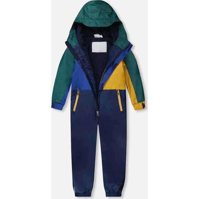 Kids Mid-Season One-Piece Outerwear, Navy Colorblock - Snowsuits - 3